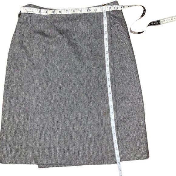Liquid Wool Blend Lined Wrap Tweed Belted Midi Skirt Office Career Event Sz 4 - Picture 4 of 11